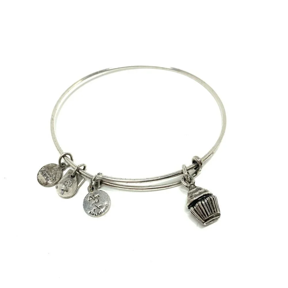 Alex and Ani Cupcake Charm Bracelet Silver Finish - Expands 2